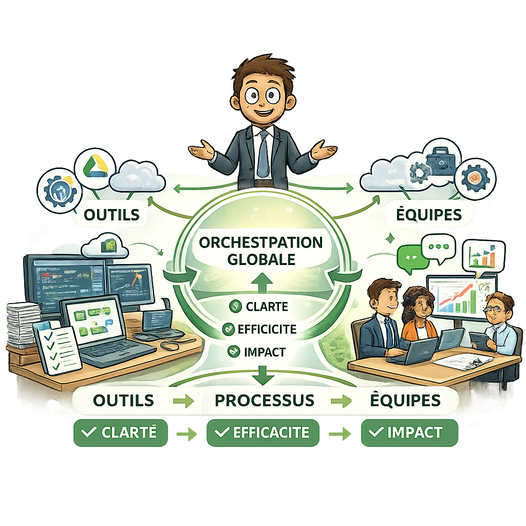 Après Orchestration - Organisation optimisée avec système orchestré et processus structurés